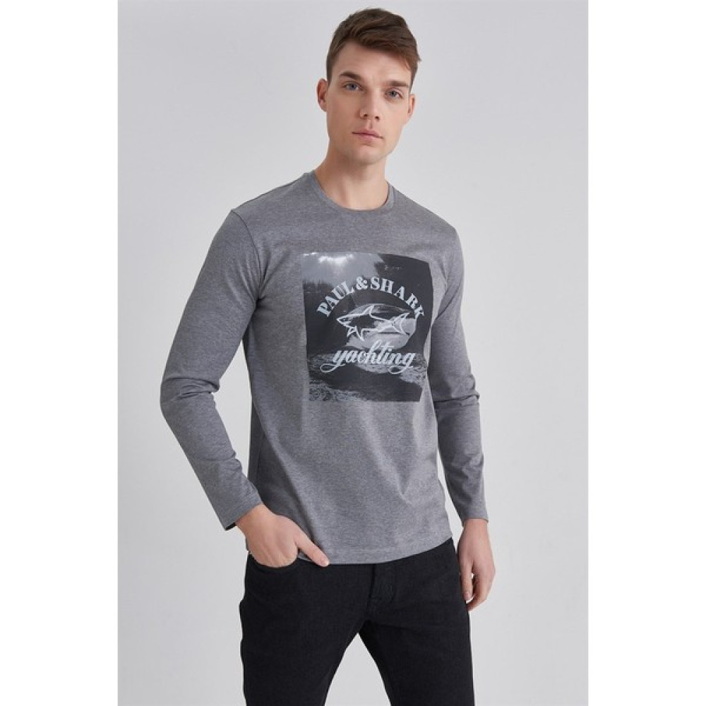 Paul&shark Erkek Bisiklet Yaka Baskılı T-Shirt Erkek T-shirt Fiyatı
