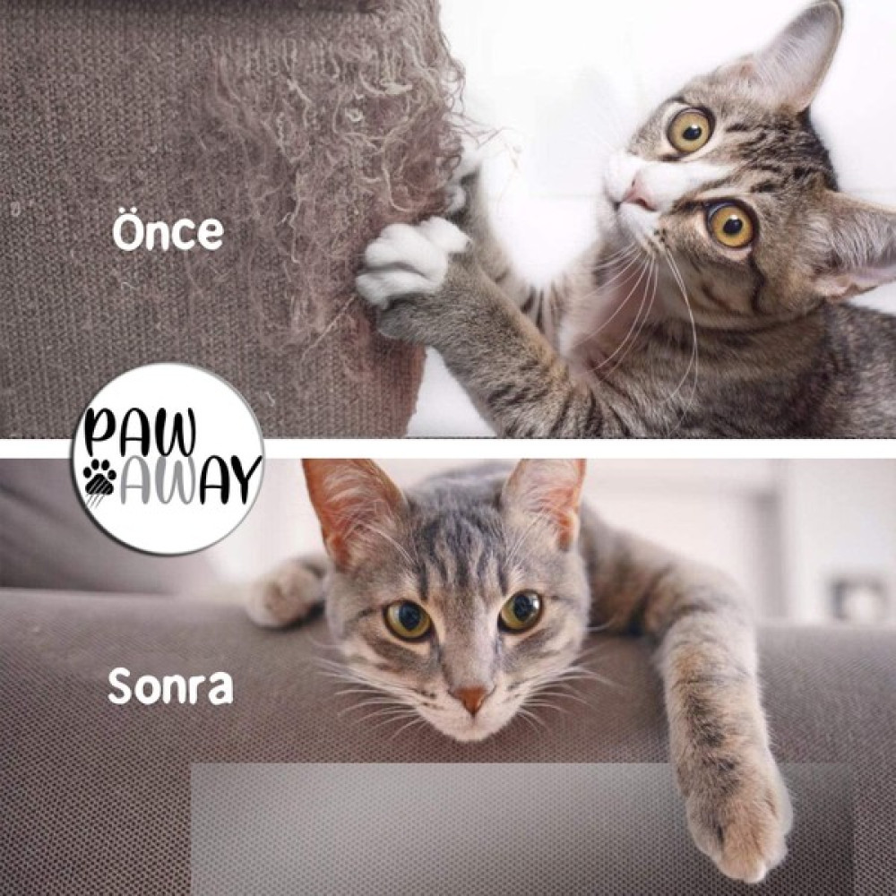 Paw Away Kedi Eğitim Bandı Tekyüz Yapışkanlı Tırmalama Caydırıcı Koltuk Mobilya Koruyucu Şeffaf 25x45 cm 4 Adet Evcil Hayvan Ürünleri Fiyatı