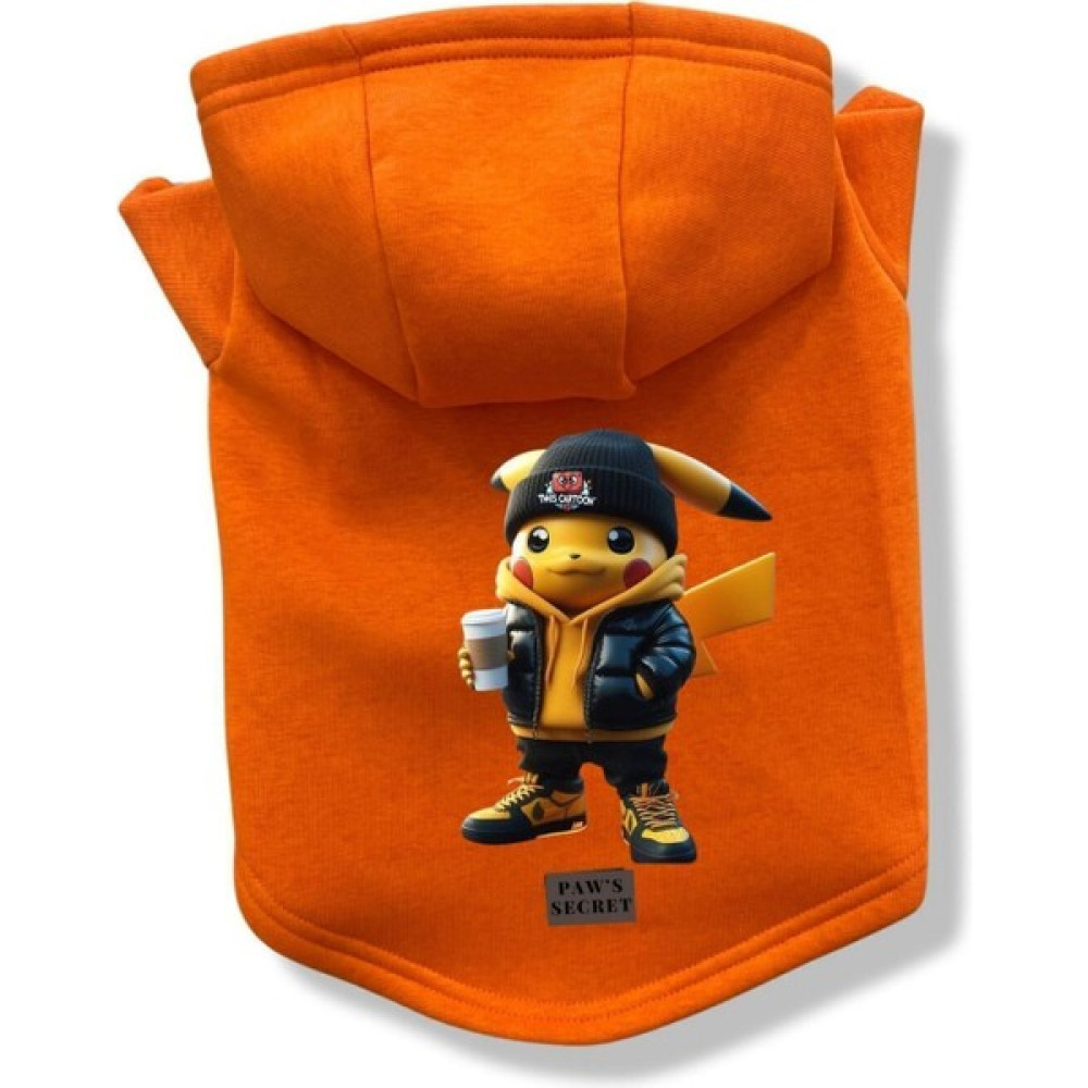 Paw Secret Köpek Kıyafeti Köpek Sweatshirt Hoodie Köpek Ürünleri Kedi Kıyafeti Havalı Pikachu - Turuncu - M Evcil Hayvan Ürünleri Fiyatı
