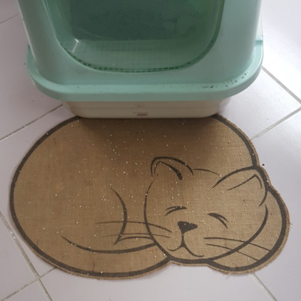 Pawaway Kedi Paspası Tuvalet Mama Kum Önü. Tabanı Yapışkanlı Kaymaz Jüt Kumaş Kaplı Yenilik 45X60 cm Evcil Hayvan Ürünleri Fiyatı