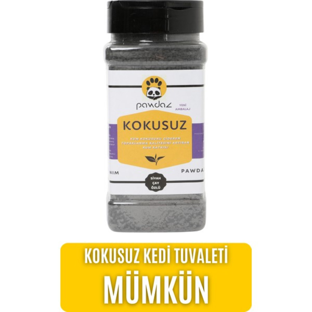 pawdaz Kokusuz - Aktif karbon ve siyah çay özlü kedi kumu kokusu giderici (500 ml. / 300 Gram ± 25 g) Evcil Hayvan Ürünleri Fiyatı