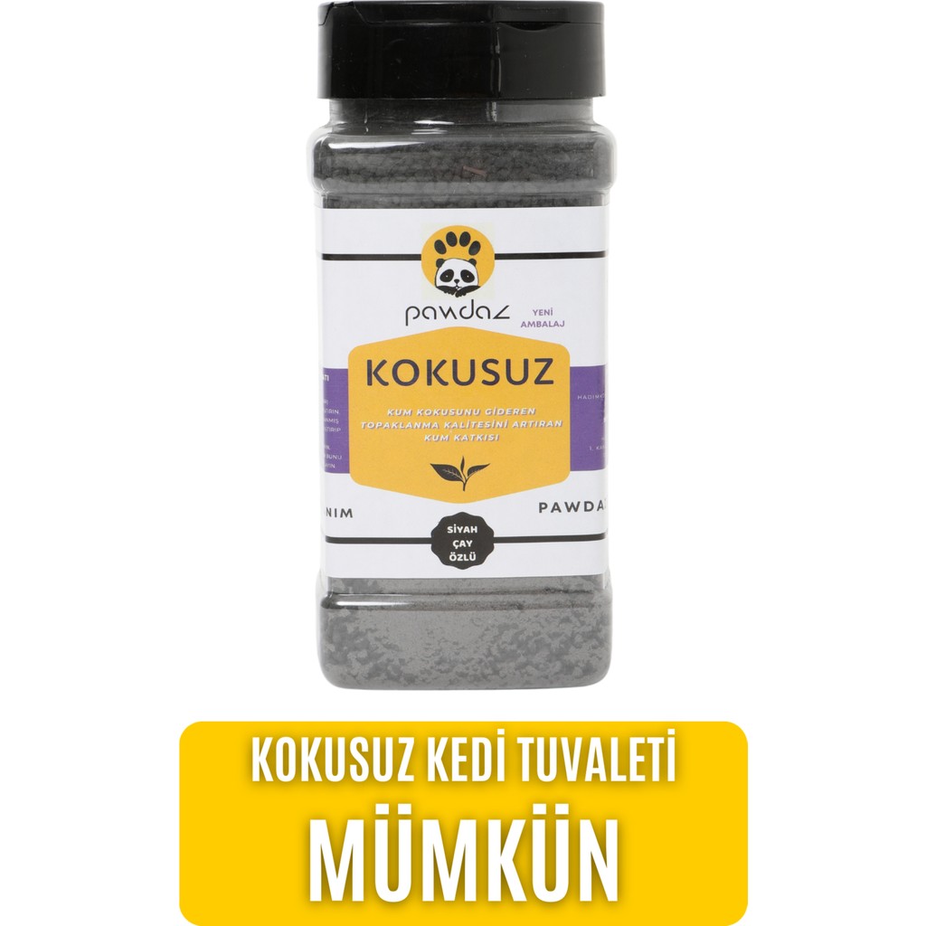 pawdaz Kokusuz - Aktif karbon ve siyah çay özlü kedi kumu kokusu giderici (500 ml. / 300 Gram ± 25 g) Evcil Hayvan Ürünleri Fiyatı