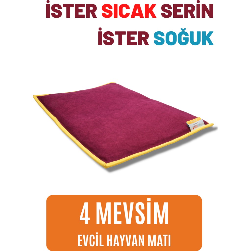 pawdaz Serin (60X40CM) - 4 Mevsim Kedi/ Köpek Matı, Sıcak Veya Soğuk Kullanılabilen Minder Yatak - Bordo Diğer Fiyatı