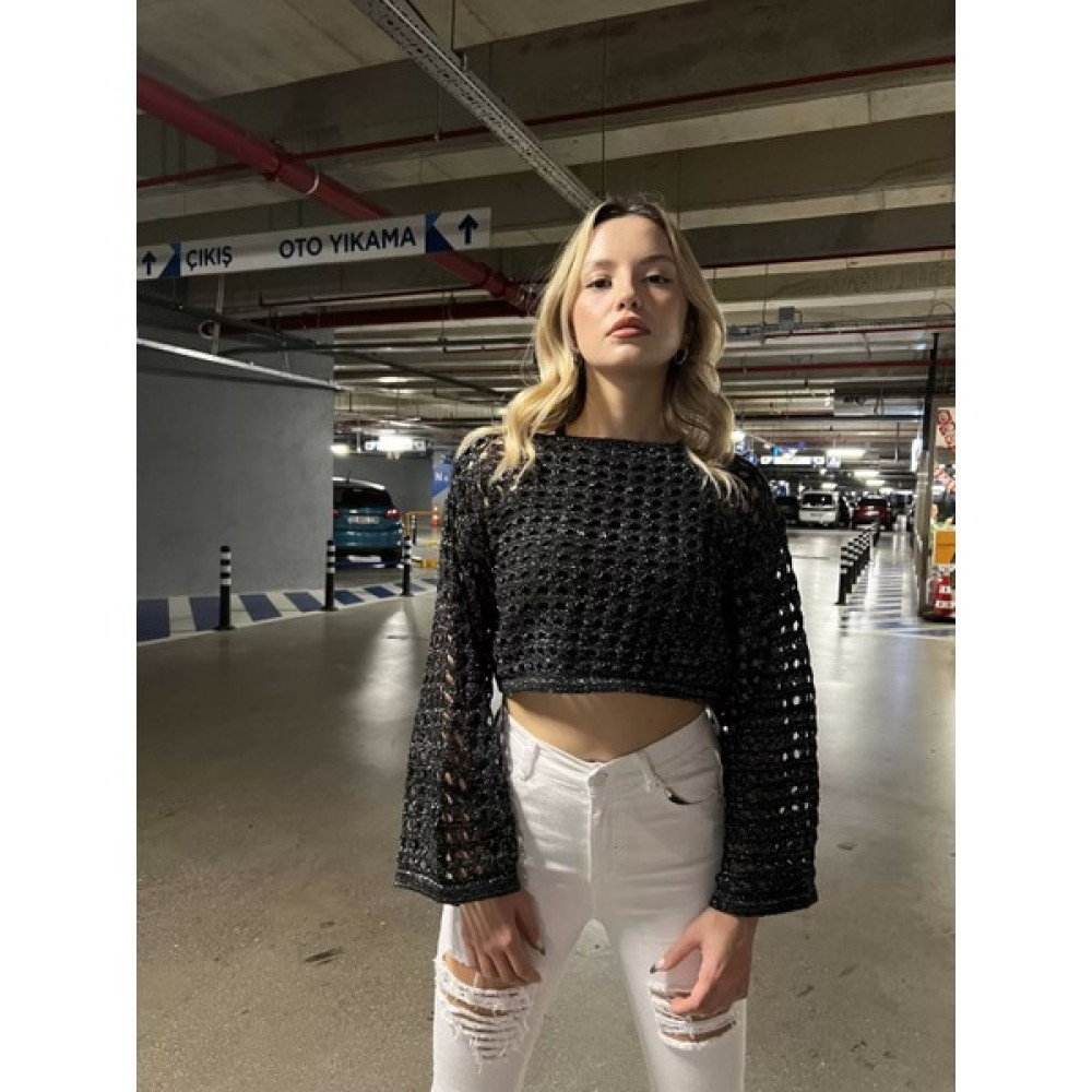 Paye Butik File Simli Bershka Triko Bluz PBTR1080 Bluz Fiyatı