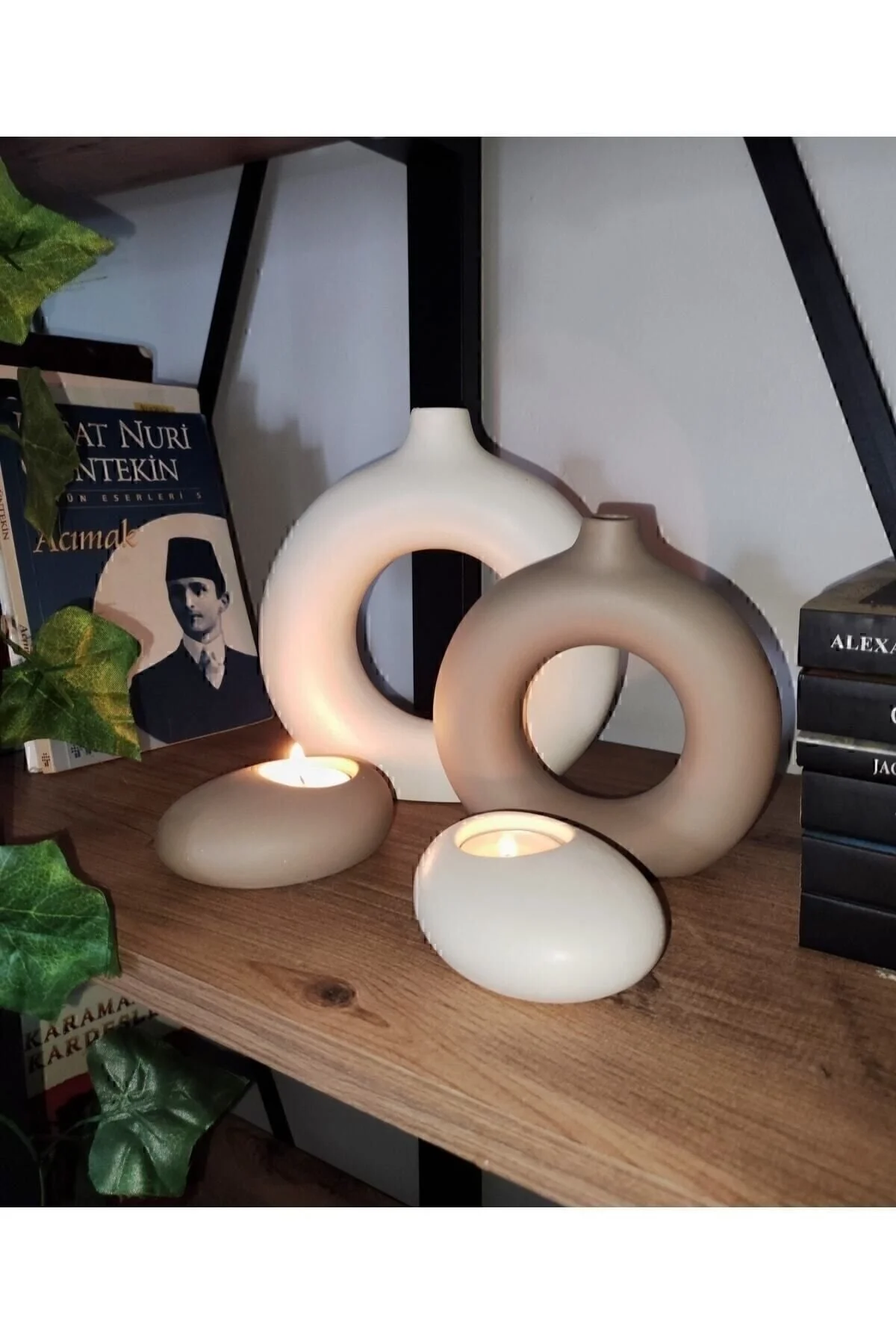 PAYE DEKOR Bohem Halka Vazo Ve Elips Mumluk Seti" Vazo Fiyatı