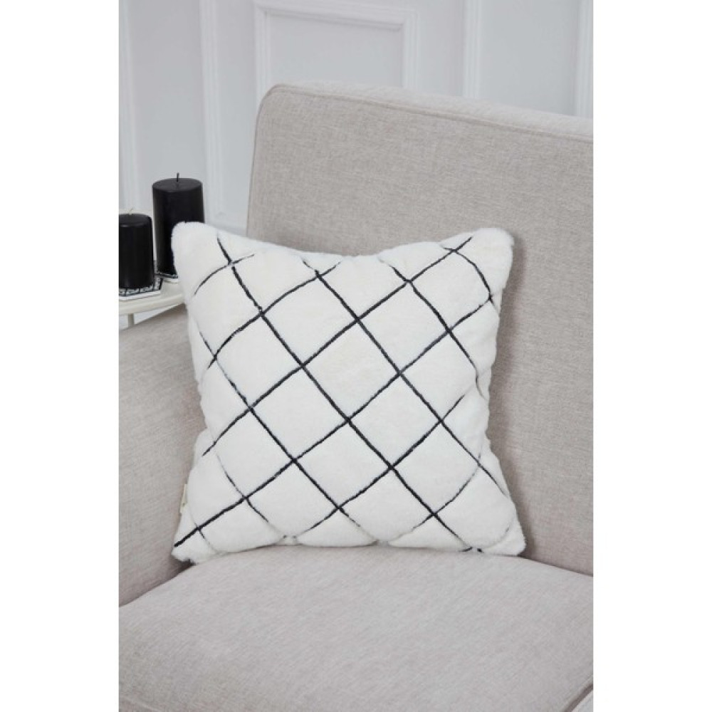 Payet Işlemeli Peluş Kırlent KILIFI,K-307 - 45 x 45 cm - Krem Kırlent / Mobilya Yastığı Fiyatı