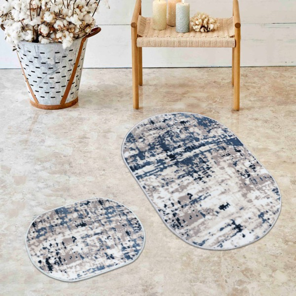 Payidar Banyo Halısı Kaymaz Tabanlı Ikili Klozet Takımı 017 Oval 60X100 cm - 60X50 cm - Çok Renkli Klozet Takımı Fiyatı