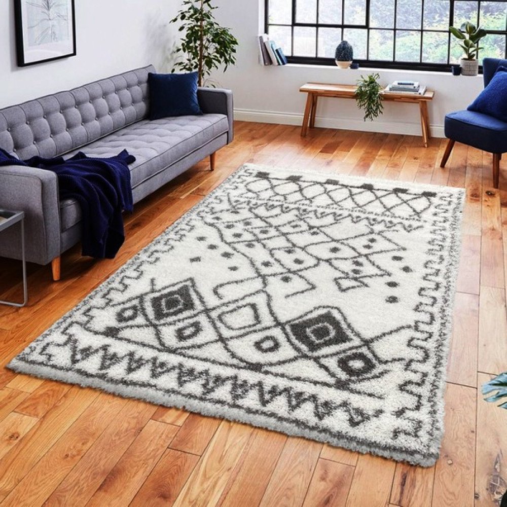 Payidar Halı 5 cm Soft Lüx Shaggy 3890A Beyaz / Gri 200x290 cm - 200 x 290 cm - Beyaz - Gri Ev Tekstili Fiyatı