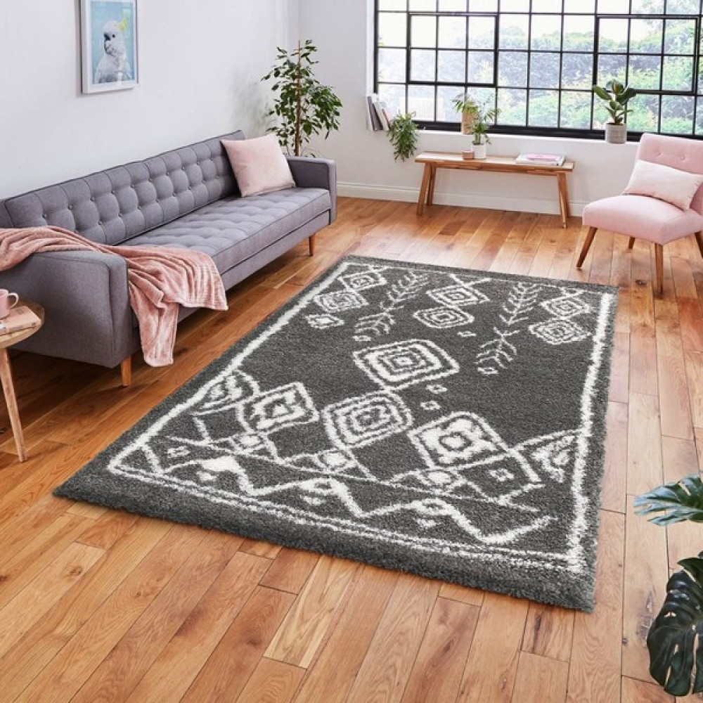 Payidar Halı 5 cm Soft Lüx Shaggy 3893A Beyaz / Gri 160x230 cm - 150 x 230 cm - Beyaz - Gri Ev Tekstili Fiyatı