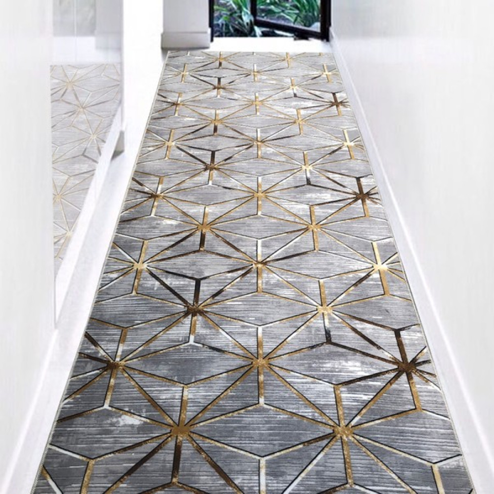 Payidar Kaymaz Dod Taban Yıkanabilir 120 x 100 cm. Desen 1093 Gri - Gold Kesme Yolluk Halı - 120 x 100 cm Yolluk Fiyatı