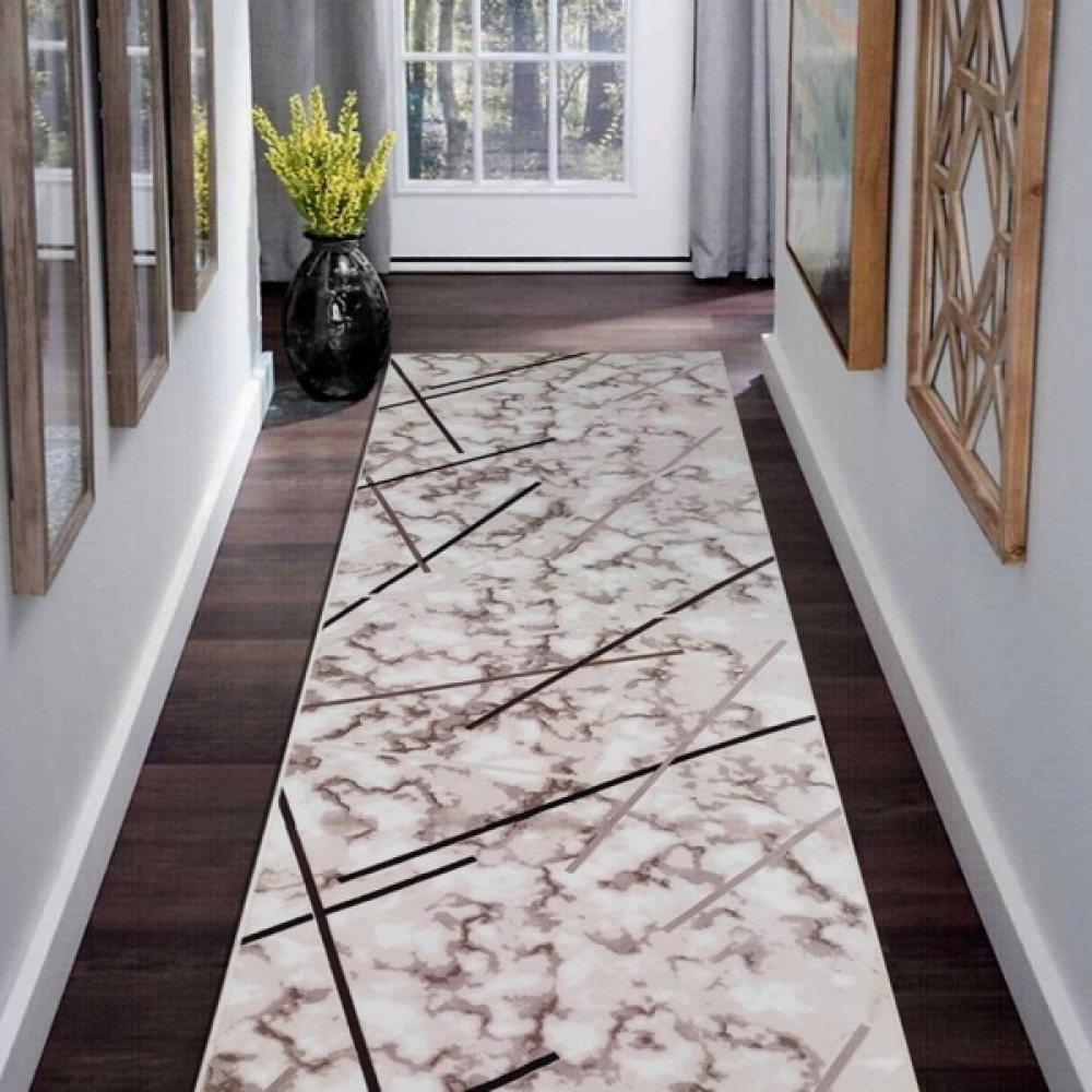 Payidar Yıkanabilir Kaymaz Taban Desen 212 Bej Kahverengi Kesme Yolluk Halı 80 x 400 cm - Bej - Kahverengi Yolluk Fiyatı