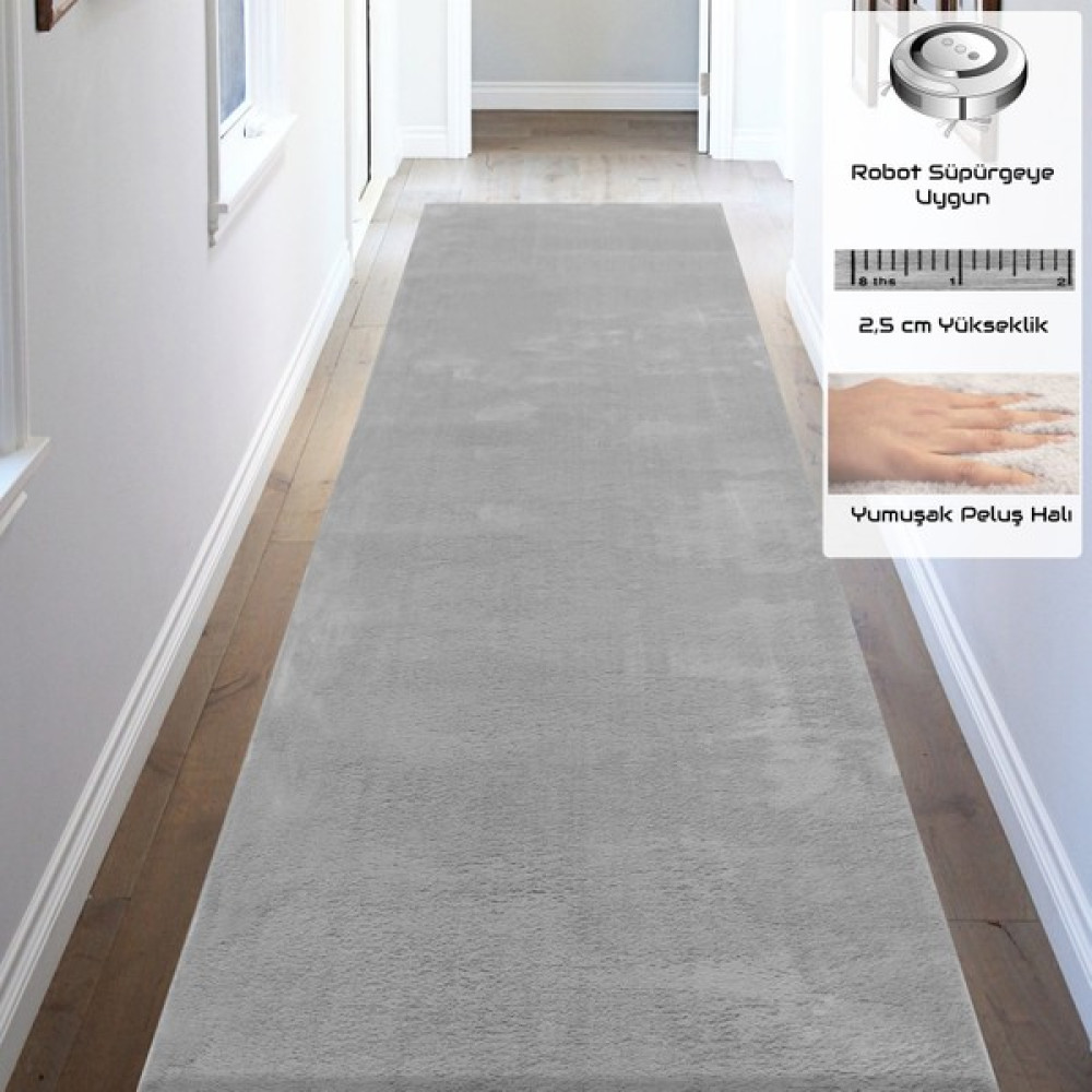 Payidar Yıkanabilir Post Peluş 80 x 100 cm 4007 Duman Gri Kaymaz Taban Kesme Yolluk Halı Yolluk Fiyatı