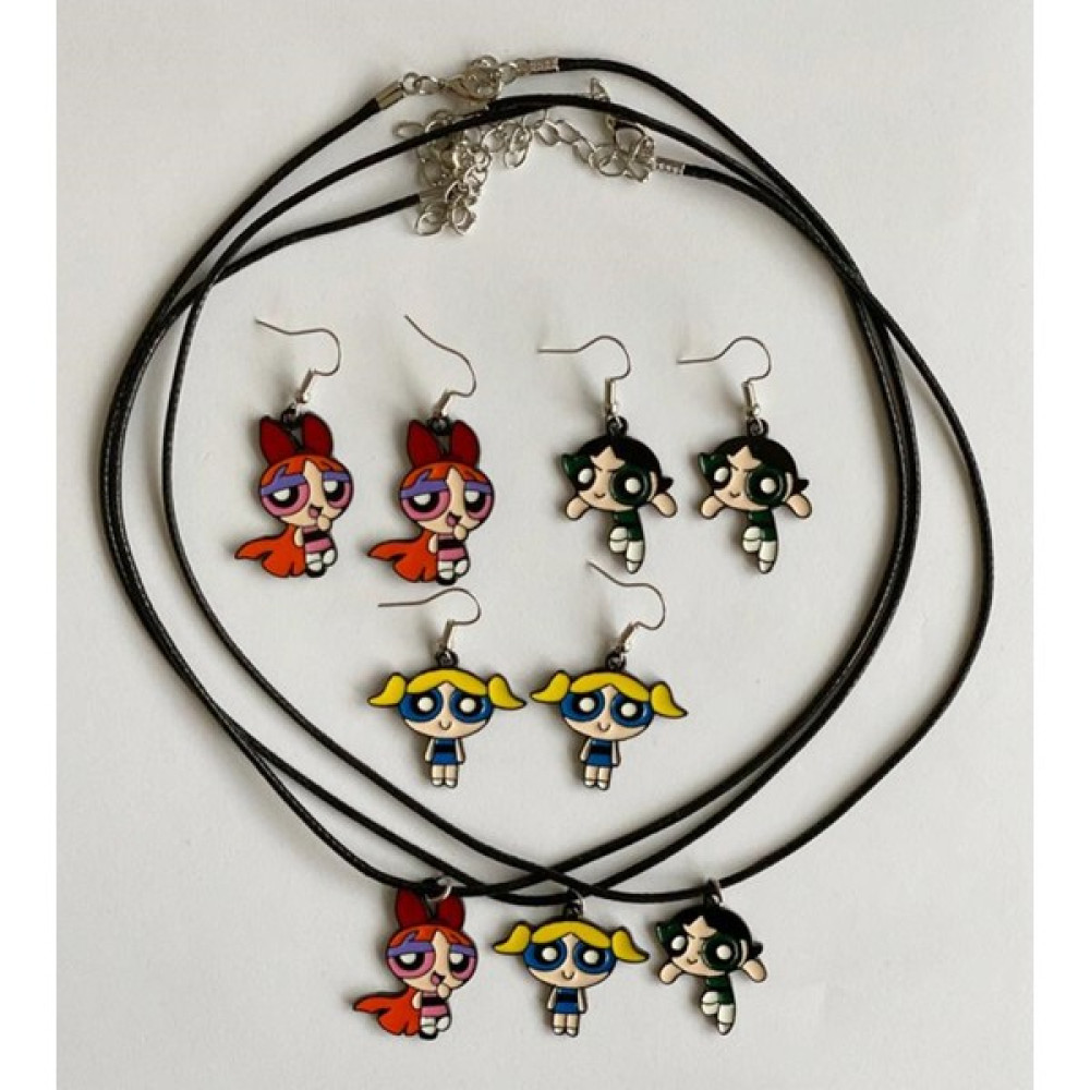 Paytak Moda Powerpuff Girls 3'lü Bff Best Friends Arkadaşlık Kolye Küpe Set Bijuteri Kolye Fiyatı