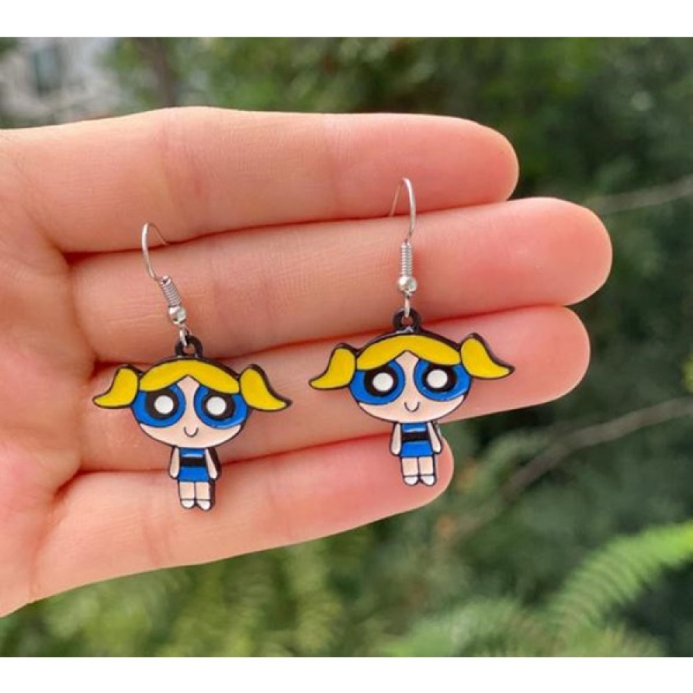 Paytak Moda Powerpuff Girls Bubbles Renkli Unisex Metal Küpe PYTKKP0013 Bijuteri Küpe Fiyatı