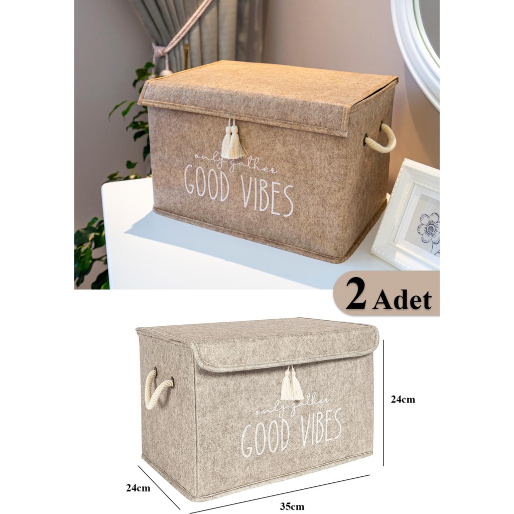 Pazar Kapısı 2 Adet Keçe Kapaklı Çok Amaçlı Mini Kutu Bej 35X24X24 cm SSD / Solid State Drive Fiyatı
