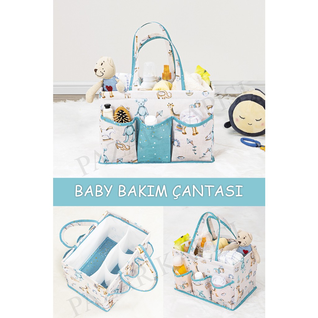 Pazar Kapısı Çok Gözlü Mavi Baby Bebek Bakım Çantası 30x20x21cm Pratik Düzenleme Özelliği Bebek Bakım Çantası Fiyatı