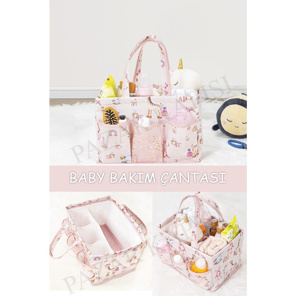 Pazar Kapısı Çok Gözlü Pembe Baby Bakım Çantası 30x20x21cm Kullanışlı ve Şık Organizer Diğer Fiyatı
