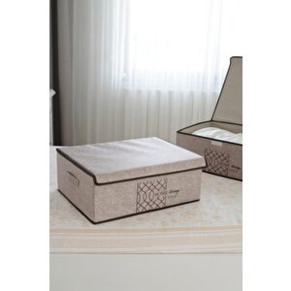 Pazar Kapısı Keçe Kapaklı Çok Amaçlı Baza Kutu 50x40x19cm Bej Hurç Fiyatı