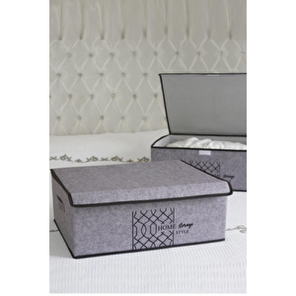 Pazar Kapısı Keçe Kapaklı Çok Amaçlı Baza Kutu 50x40x19cm Gri Hurç Fiyatı