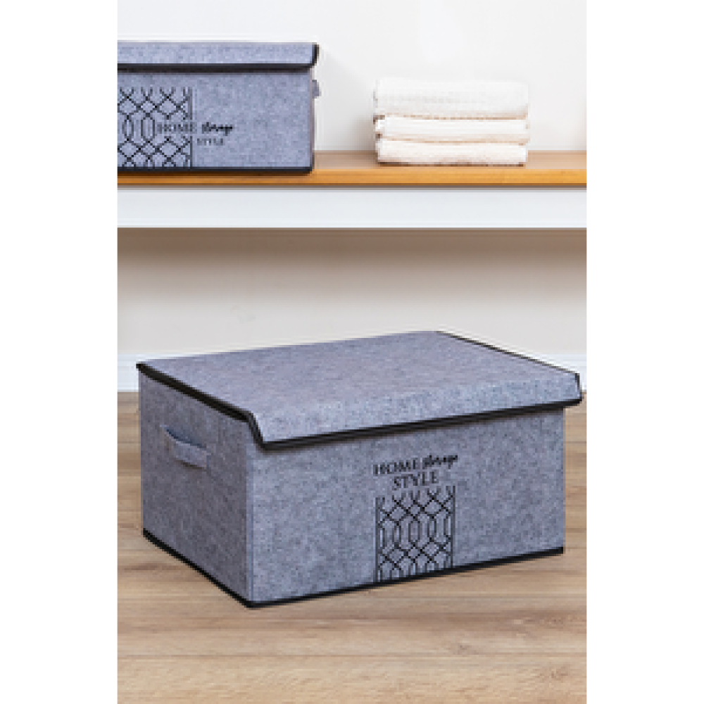 Pazar Kapısı Keçe Kapaklı Çok Amaçlı Maxi Kutu 47x37x24 Cm Gri Hurç Fiyatı