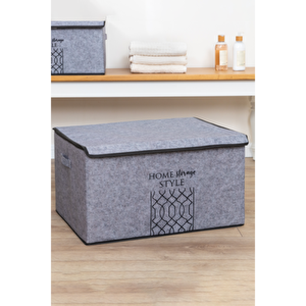Pazar Kapısı Keçe Kapaklı Çok Amaçlı Mega Plus Kutu 57x41x31 Cm Gri Hurç Fiyatı