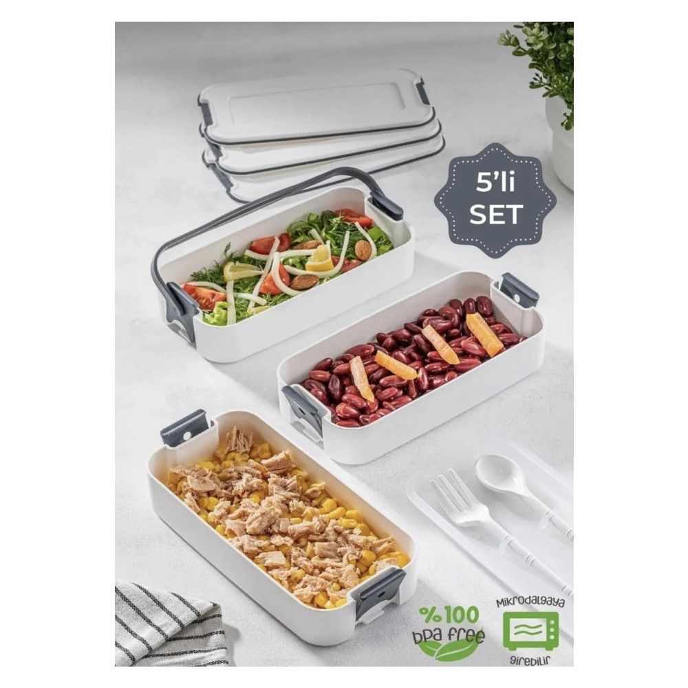 Pazarika 3 Katlı Taşınabilir Yemek Kabı – Lunch Box Diyet Beslenme Kutusu Saklama Kabı Çatal Kaşıklı Gri Saklama Kapları Fiyatı