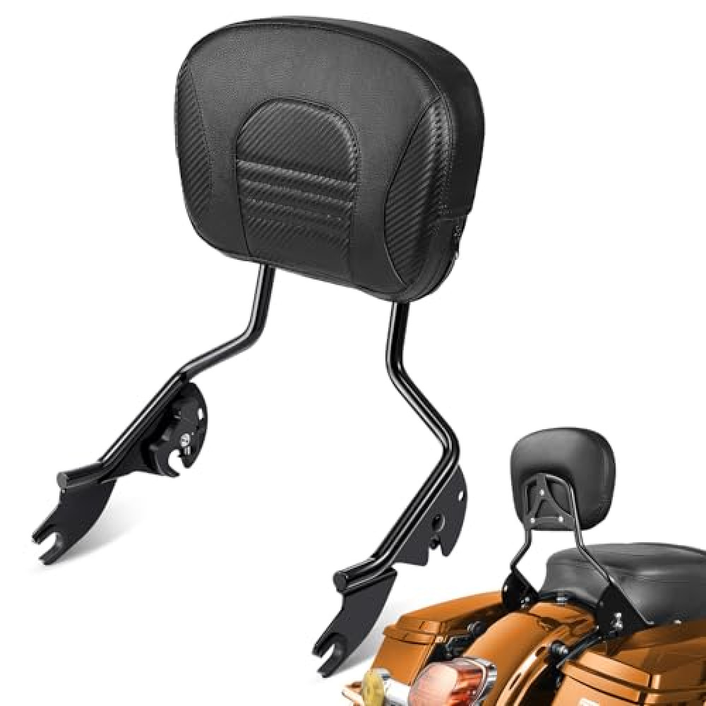 PBYMT Passenger Backrest Sissy Bar, Detachable Rear Backrest, Quick Release Sissy Bar Fit for Harley Davidson Touring Street Glide Road Glide Road King Electra Glide 2009-2024, Gloss Black
