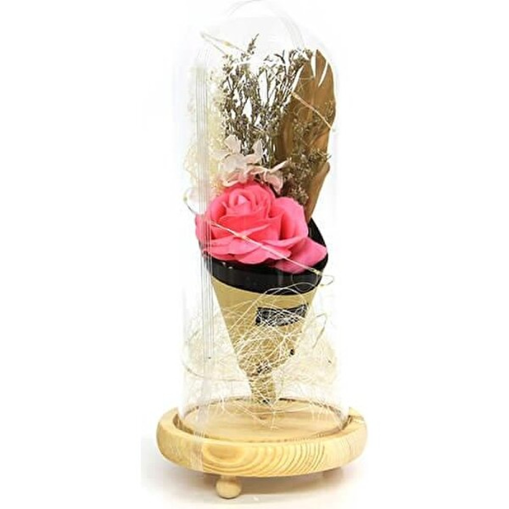 Peanelife Fanus Gül 28/12CM Cam Fanus LED Işıklı Hediyelik Hediyelik Eşya Fiyatı