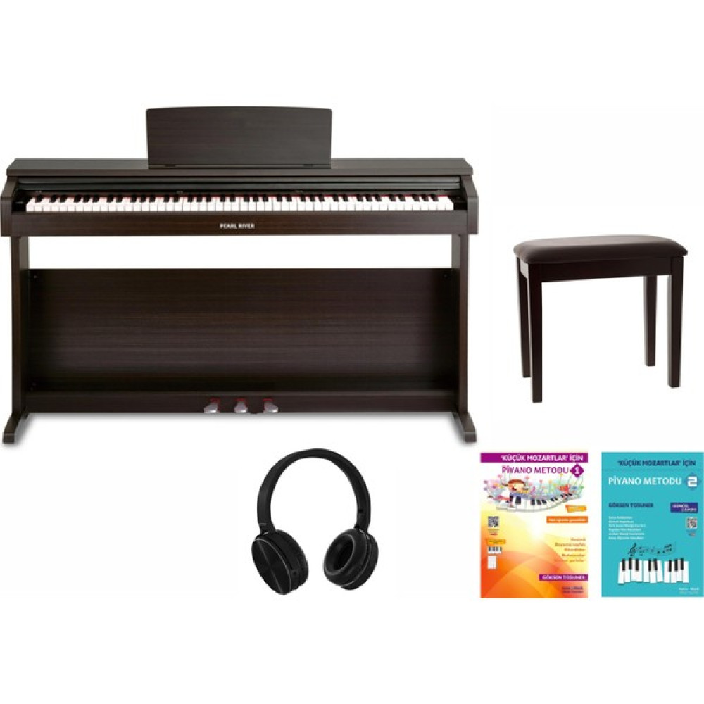 Pearl River V-03 Dijital Piyano Seti (Tabure Kulaklık Piyano Metodları) - Kahverengi Dijital Piyanolar Fiyatı