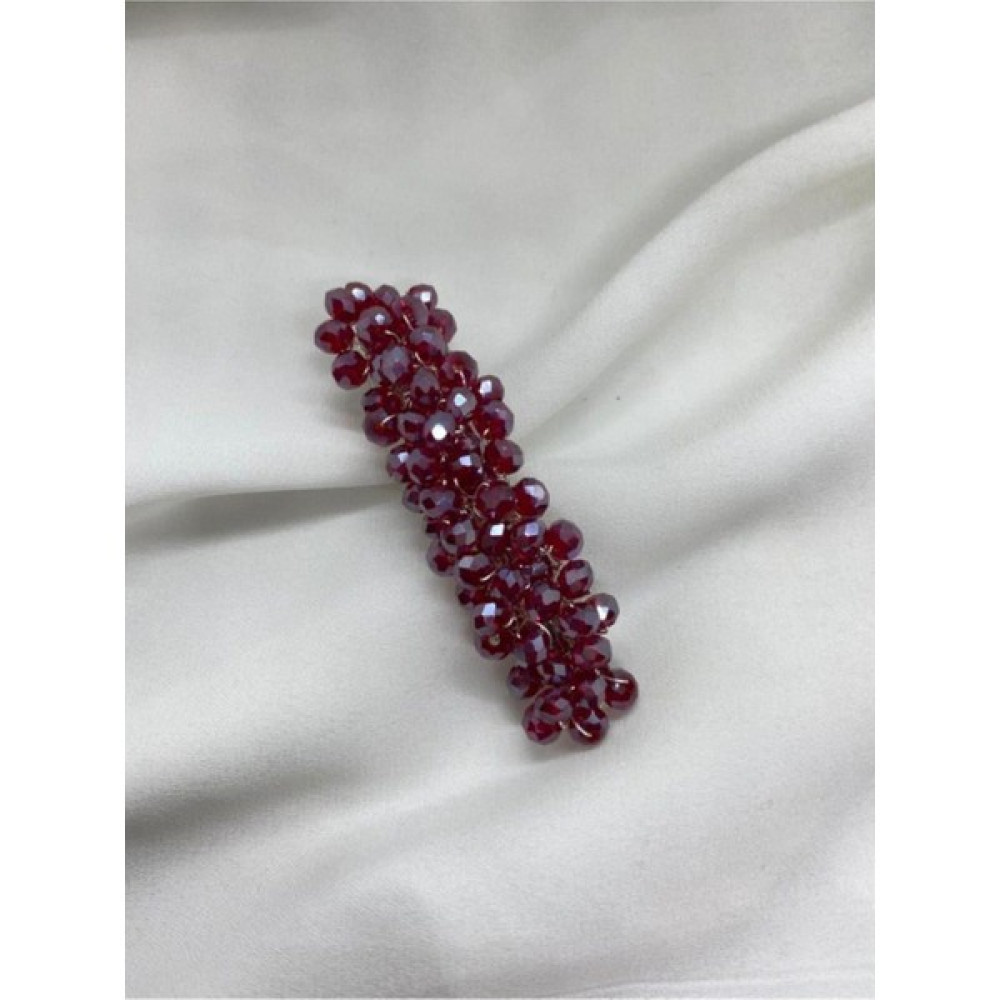 Pearly Handmade Bordo Kristal Otomatik Klipsli Toka Toka, Taç & Saç Bandı Fiyatı