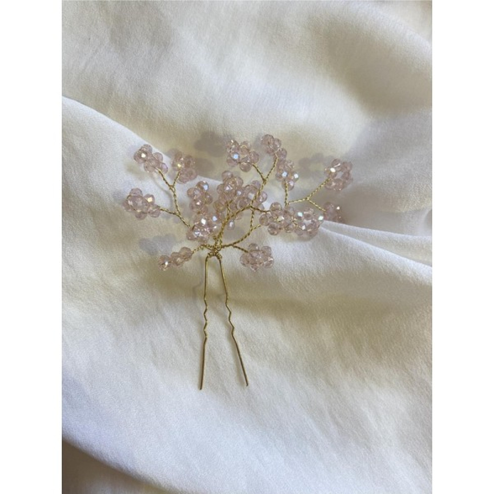 Pearly Handmade (H)Pembe Kristal Gold Toka Firkete Düğün Kına Nişan Nikah Gelin Tokası Topuz Tokası Toka, Taç & Saç Bandı Fiyatı