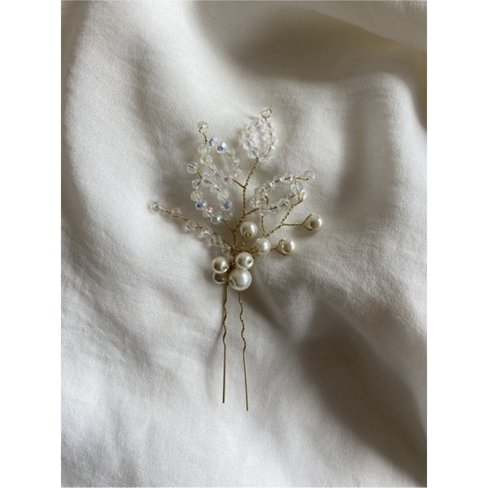 Pearly Handmade İnci - Kristal Gold Firkete Topuz Tokası Toka, Taç & Saç Bandı Fiyatı