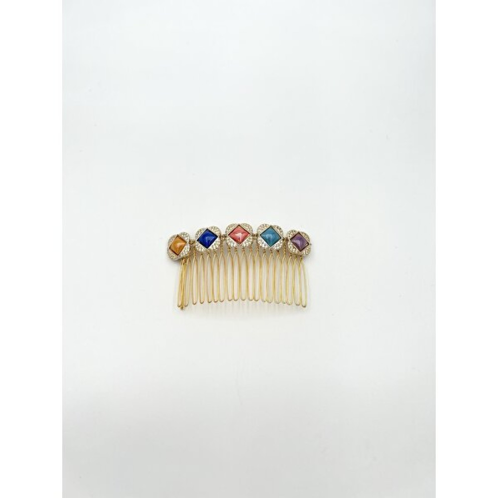 Pearly Handmade Vintage Görünümlü Renkli Taş Gold Tarak Toka Toka, Taç & Saç Bandı Fiyatı