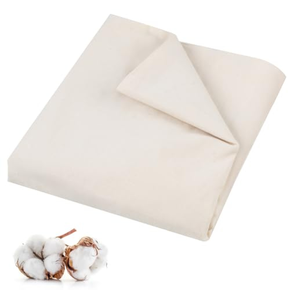 PEASUG 100% Cotton Muslin Fabric, 63 Inch X 2 Yards Unbleached Muslin Linen Fabric by The Yard, Medium Weight Draping Fabrics Suitable for Sewing Embroidery, Garments, Crafts Material-Natural