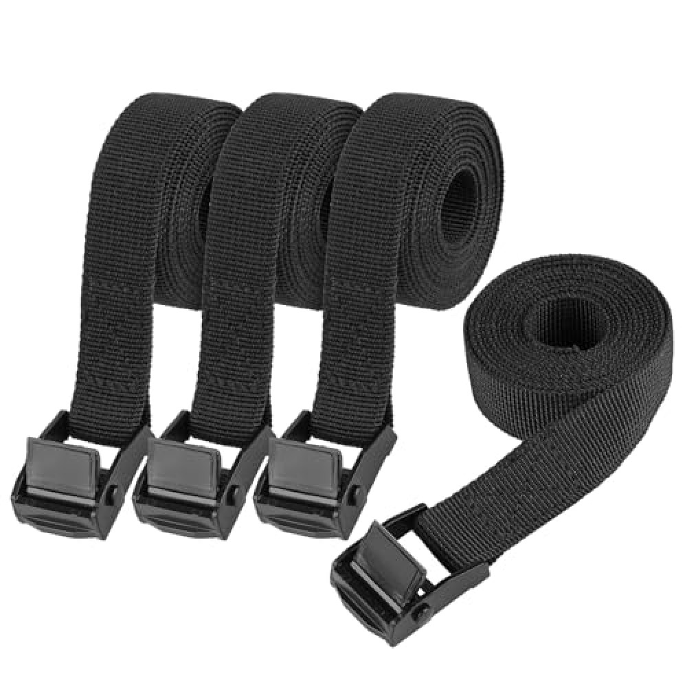 PEASUG Tie Down Straps, 4 Pcs Lashing Small Ratchet Straps with Buckles, 0.78" x 5' Adjustable Simple Cinch Cam Pull Suitable for Trucks, Cargo, Luggage Black