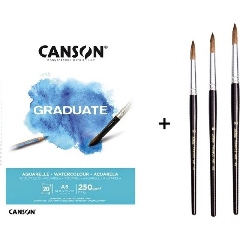 Pebeo 145 Midilli Kılı Suluboya Fırça Seti ve Canson Graduate Defter A5 250GR Fırça Fiyatı