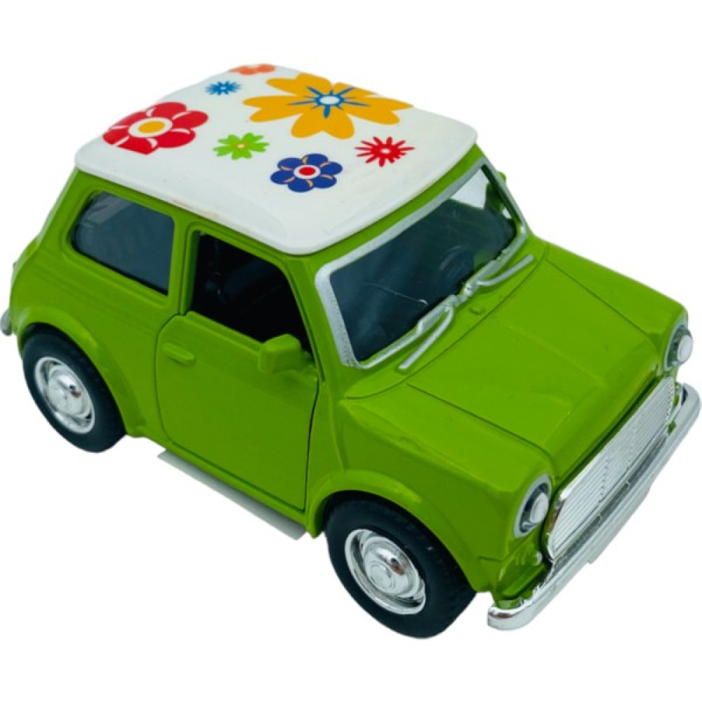 Peda Toy Metal Model Araba Kapıları Açılır Kapanır Çek Bırak Hareket Eden Retro Mini Cooper Çiçek Desenli Oyuncak Araç Fiyatı