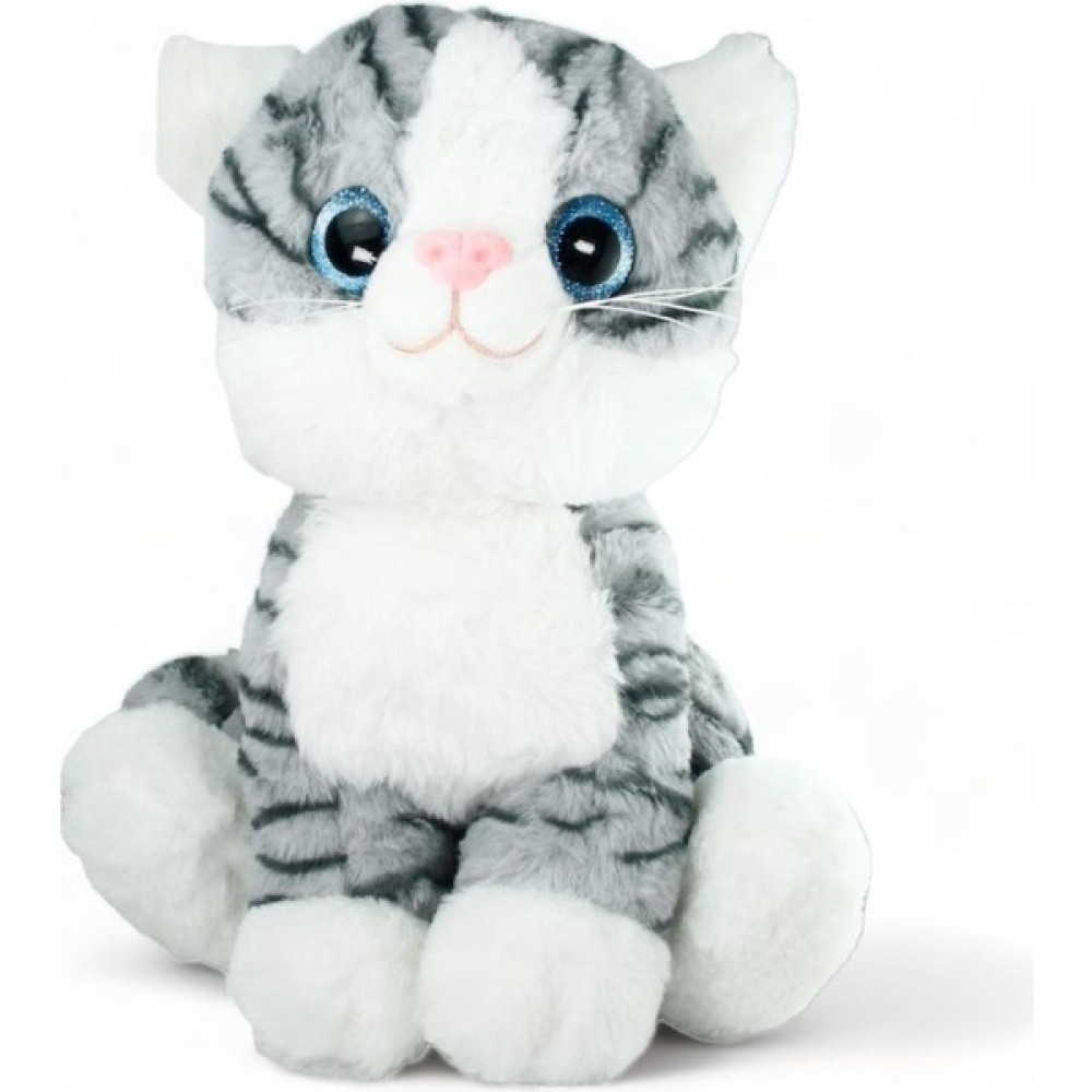 Peda Toy Peluş Oturan Oyuncak Kedi 30 cm Peluş Kedi Gri Çizgili Kedi - renkli Peluş Oyuncaklar Fiyatı