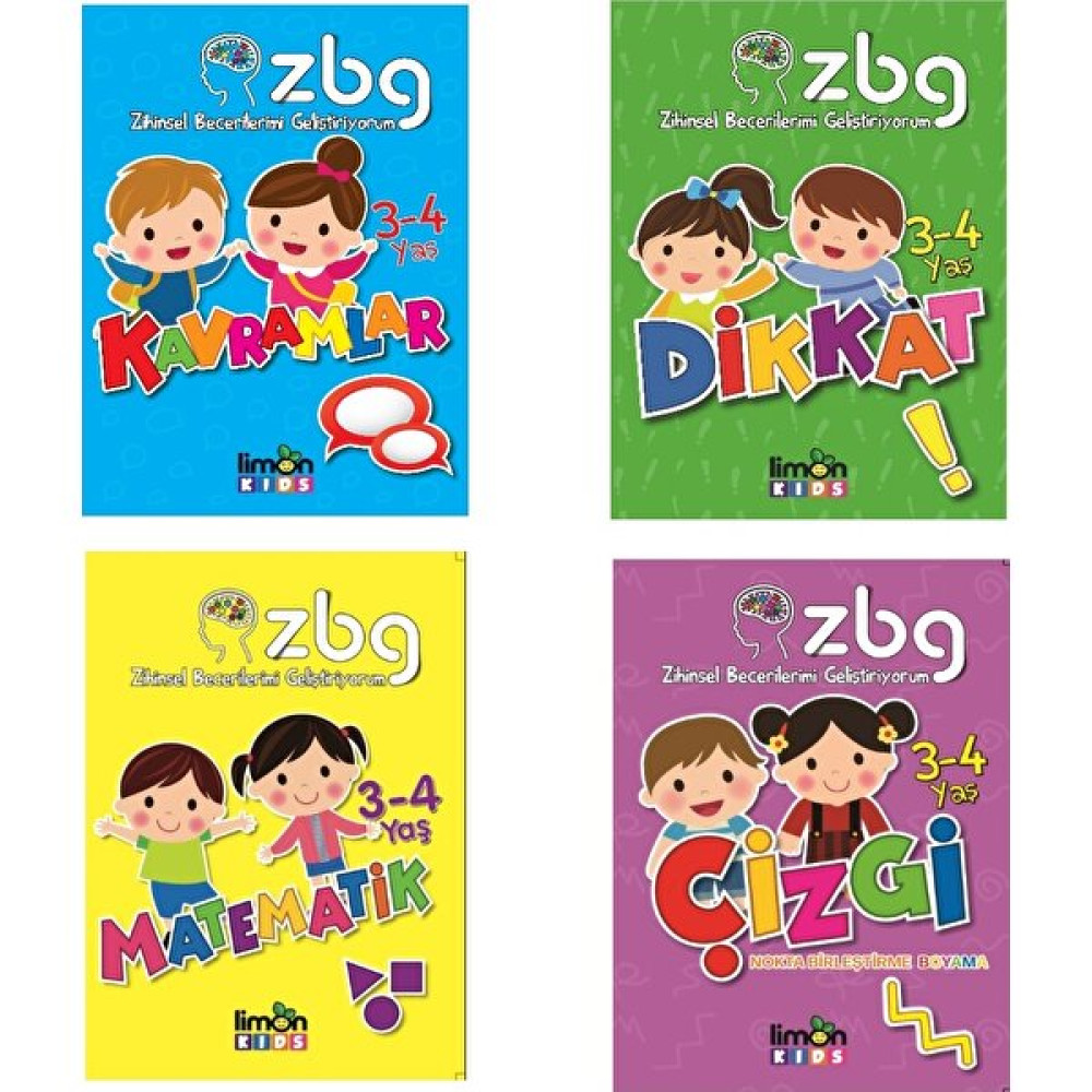 Pedagog Onaylı 3-4 Yaş Zihinsel Beceri Geliştirme Seti - 4 Kitap Zihinsel Gelişim Kitapları Fiyatı