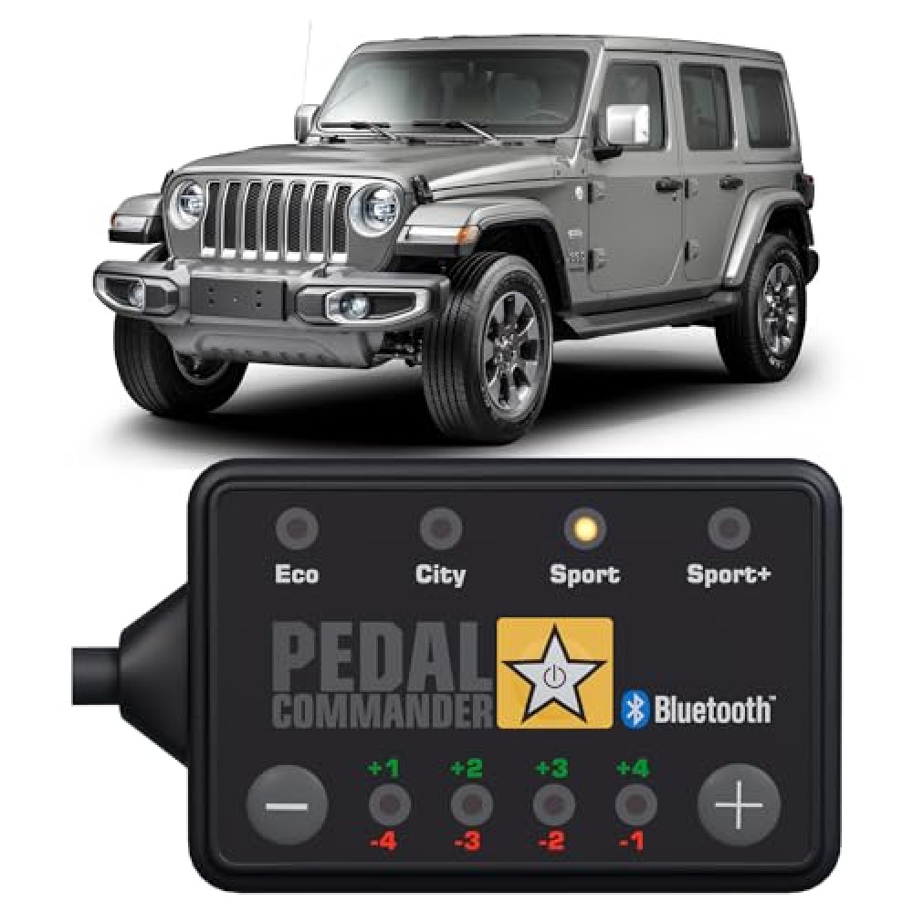 PEDAL COMMANDER for Jeep Wrangler JL 2018-2025 Throttle Response Controller - 36 Drive 4-Mode, Plug&Play, Bluetooth, Anti-Theft Enabled, On-Road & Off-Road Performance Upgrades, Wrangler Accessories