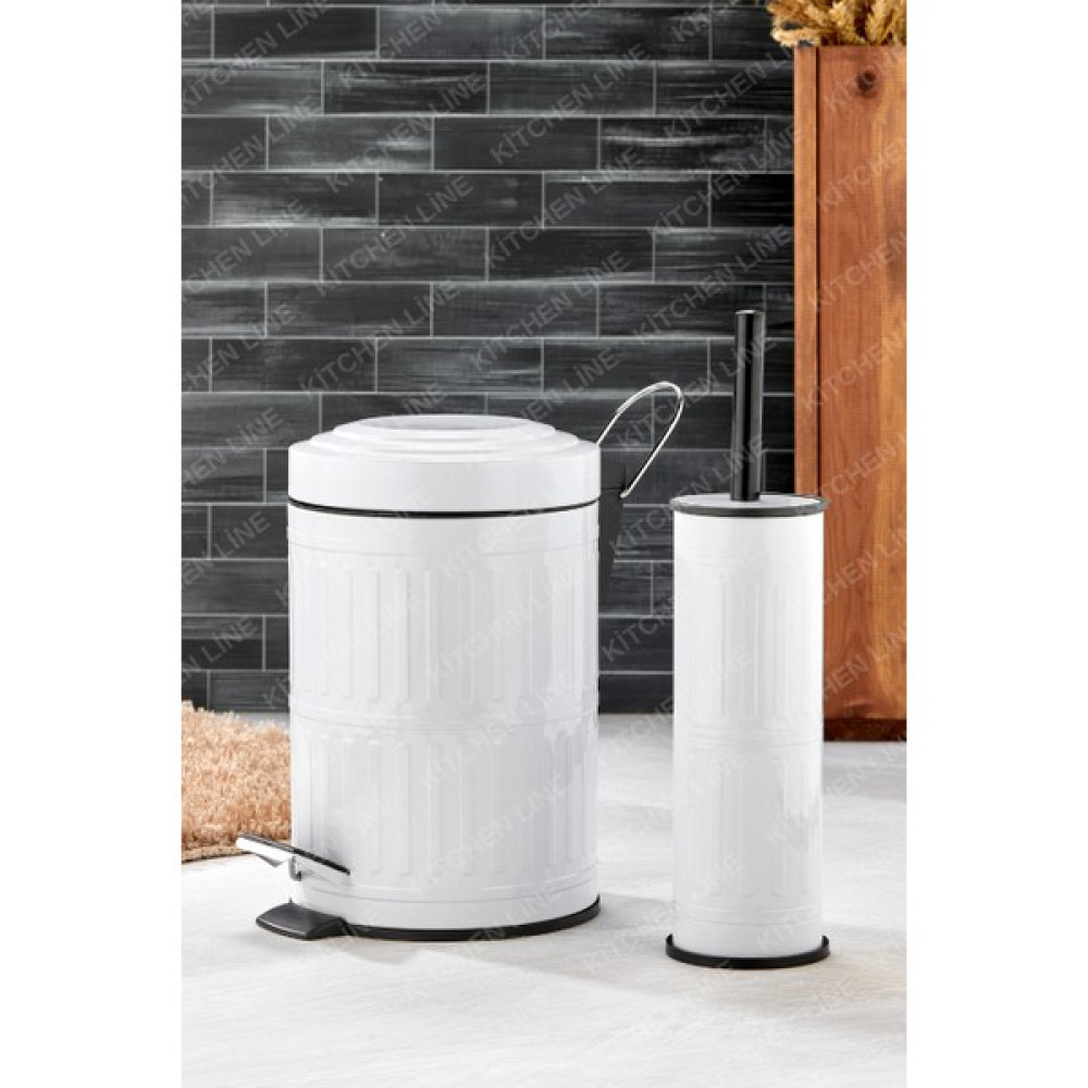 Pedallı Çöp Kovası Tuvalet Wc Fırçası Banyo Çöp Kovası 2'li Banyo Seti 5 Litre Beyaz Vintage Banyo Aksesuarları Fiyatı