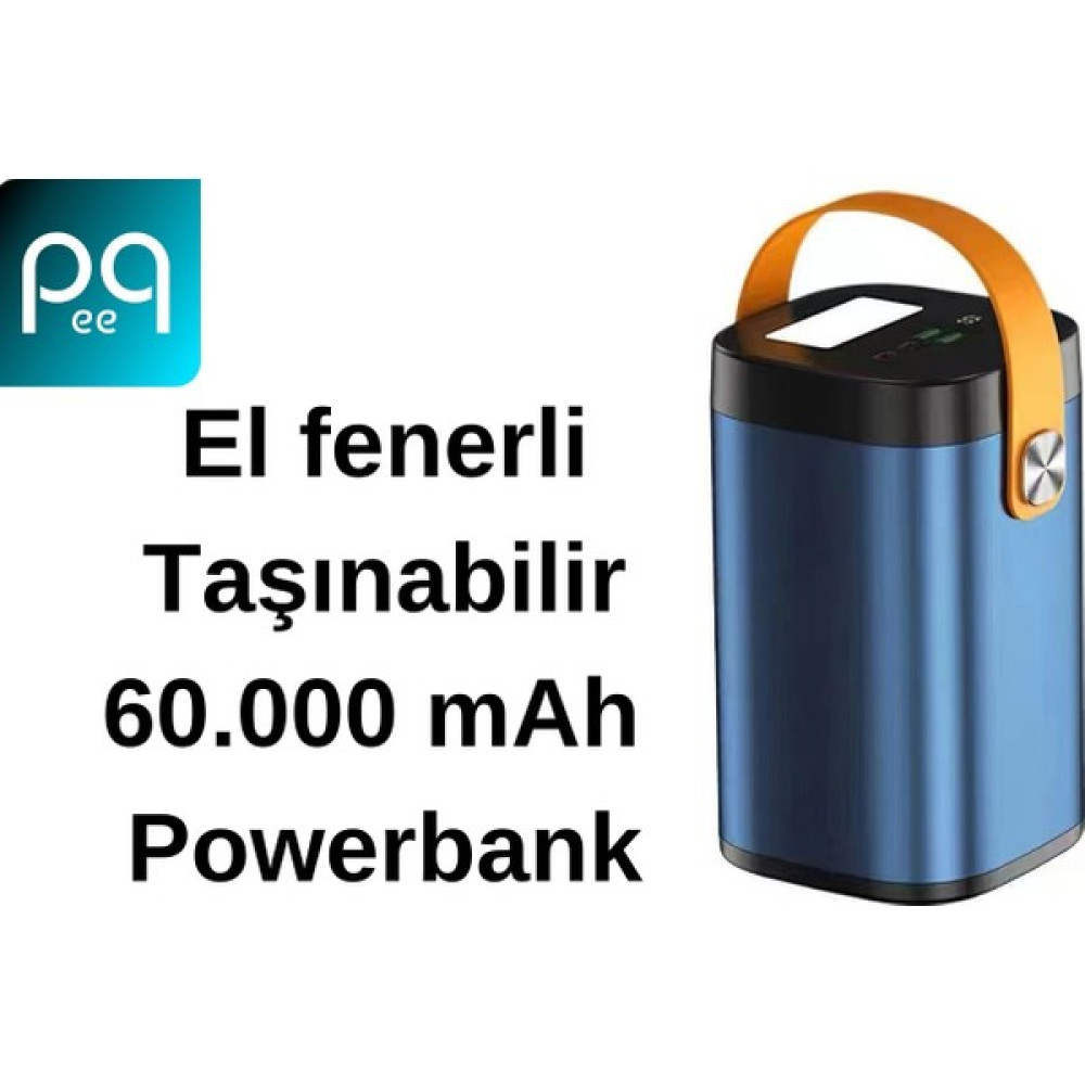 Peeq 60.000 Mah Hızlı Şarj ve El Feneri Özellikli Powerbank - Mavi Taşınabilir Şarj Cihazı - Powerbank Fiyatı