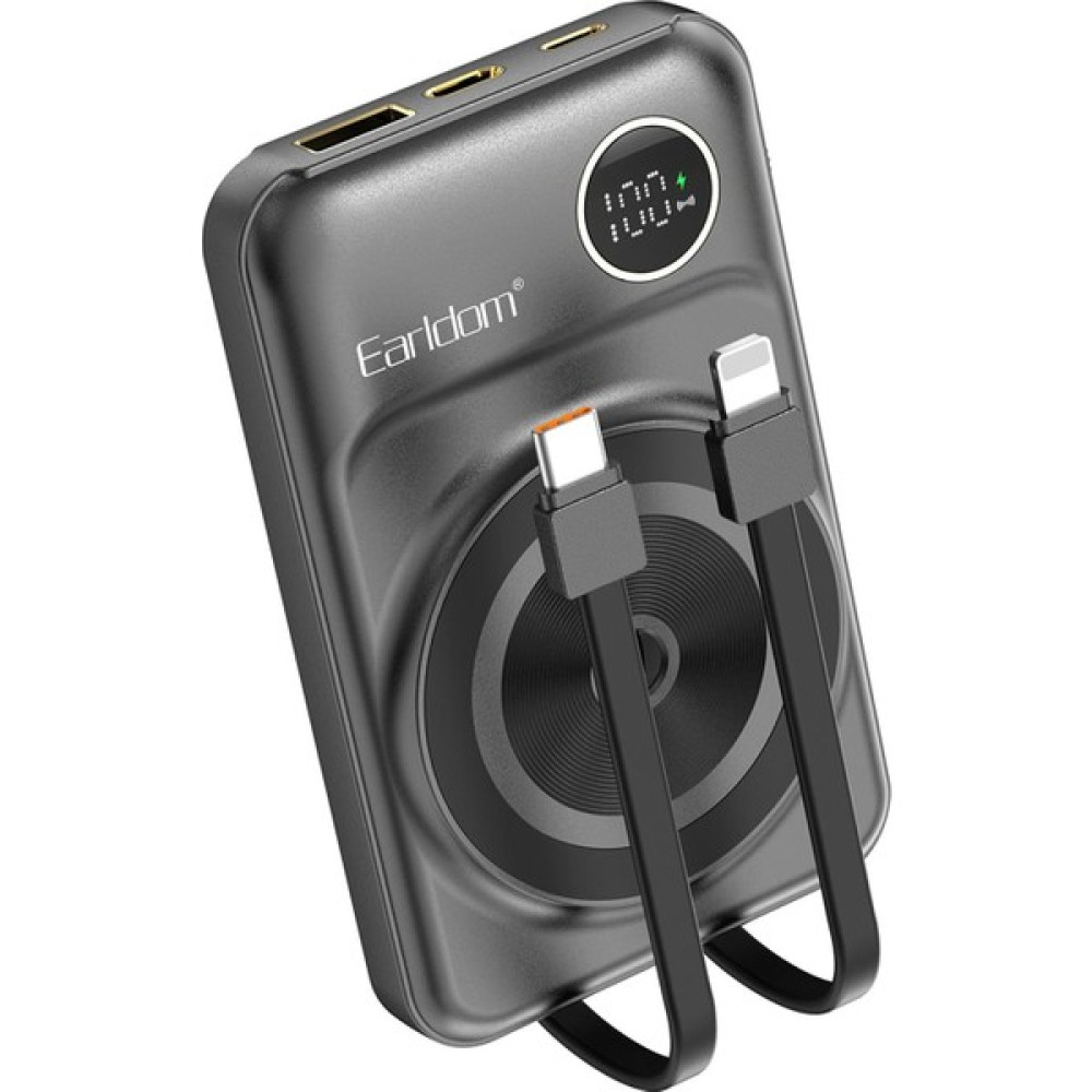Peeq Earldom PD28 10.000 Mah 22.5W Kablosuz Şarjlı Dijital Göstergeli Pd Hızlı Şarj Powerbank - Siyah Taşınabilir Şarj Cihazı - Powerbank Fiyatı
