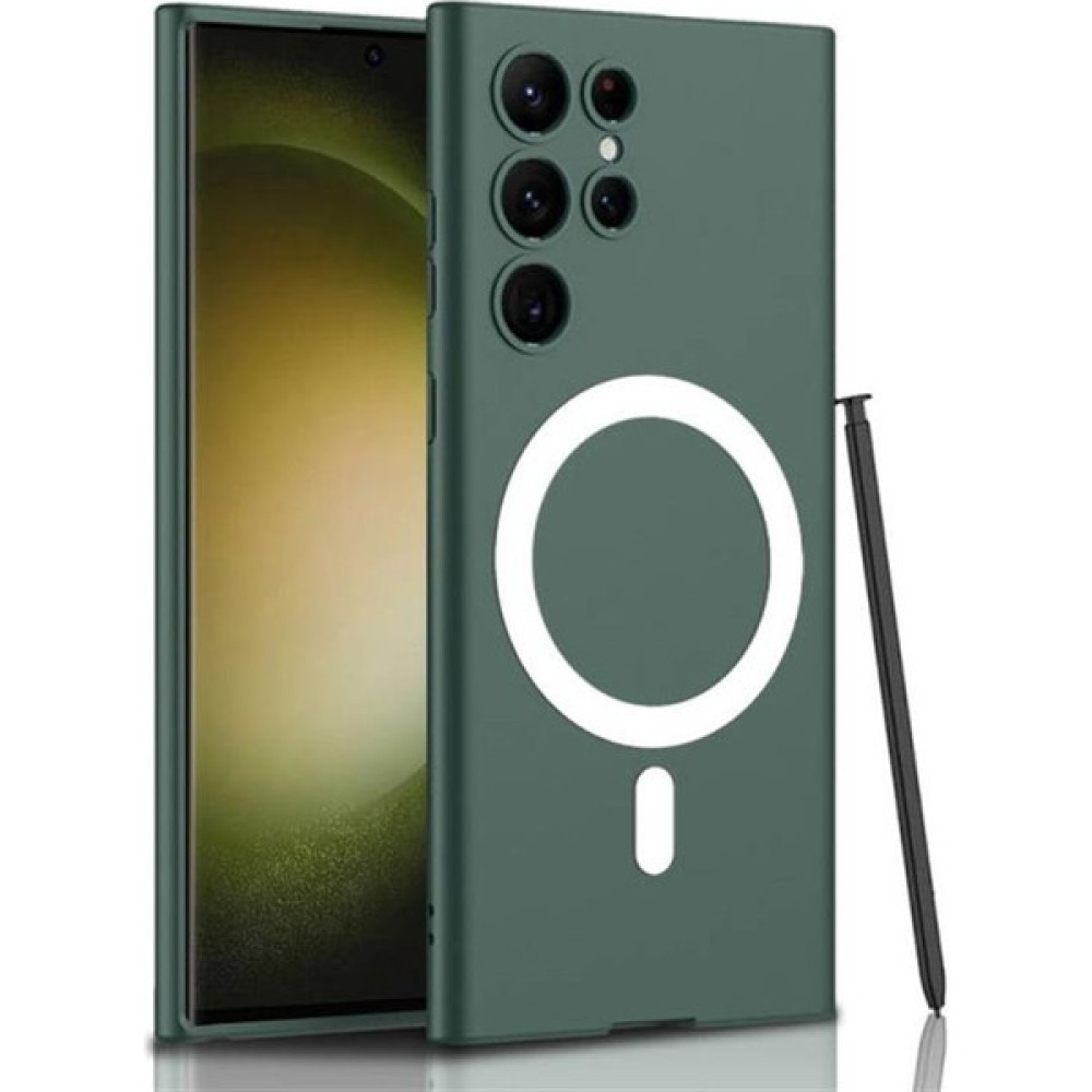 Peeq Samsung Galaxy S23 Ultra Kılıf Wireless Şarj Özellikli Kıpta Magsafe Silikon Kapak - Yeşil Cep Telefonu Kılıfı Fiyatı