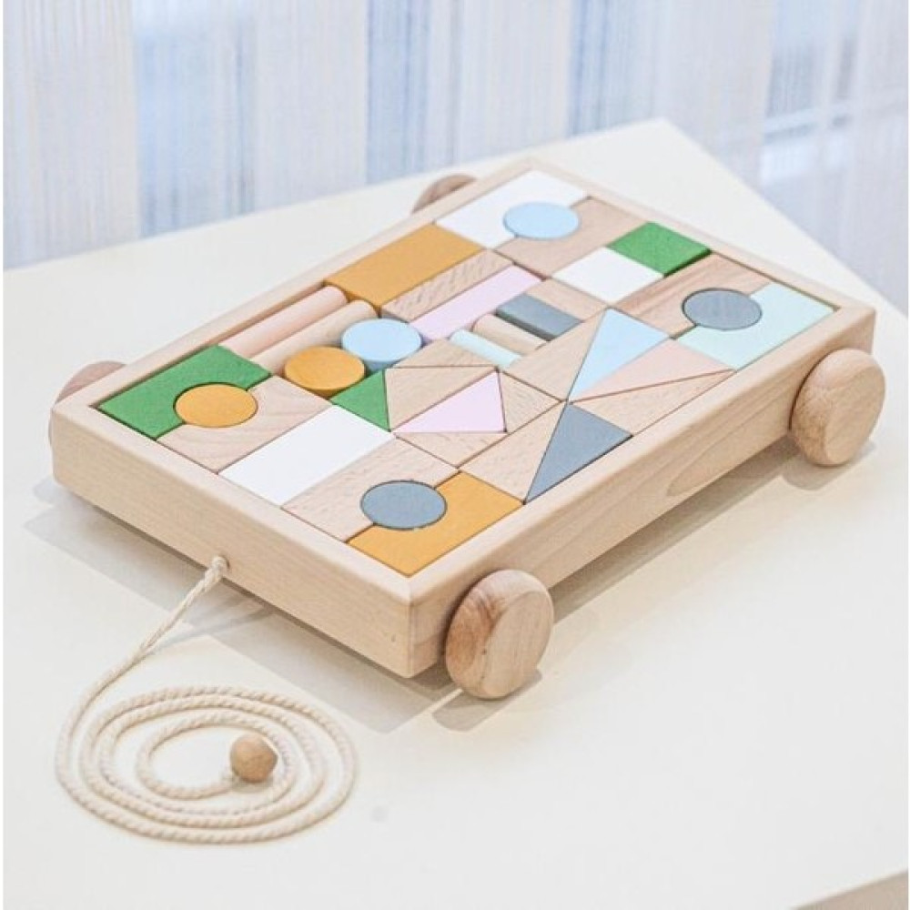 Peg Dolls Pegdolls Wooden Buıldıng Blocks (Ahşap Arabalı Blok ) - Ahşap Desenli Bebek Oyuncakları Fiyatı