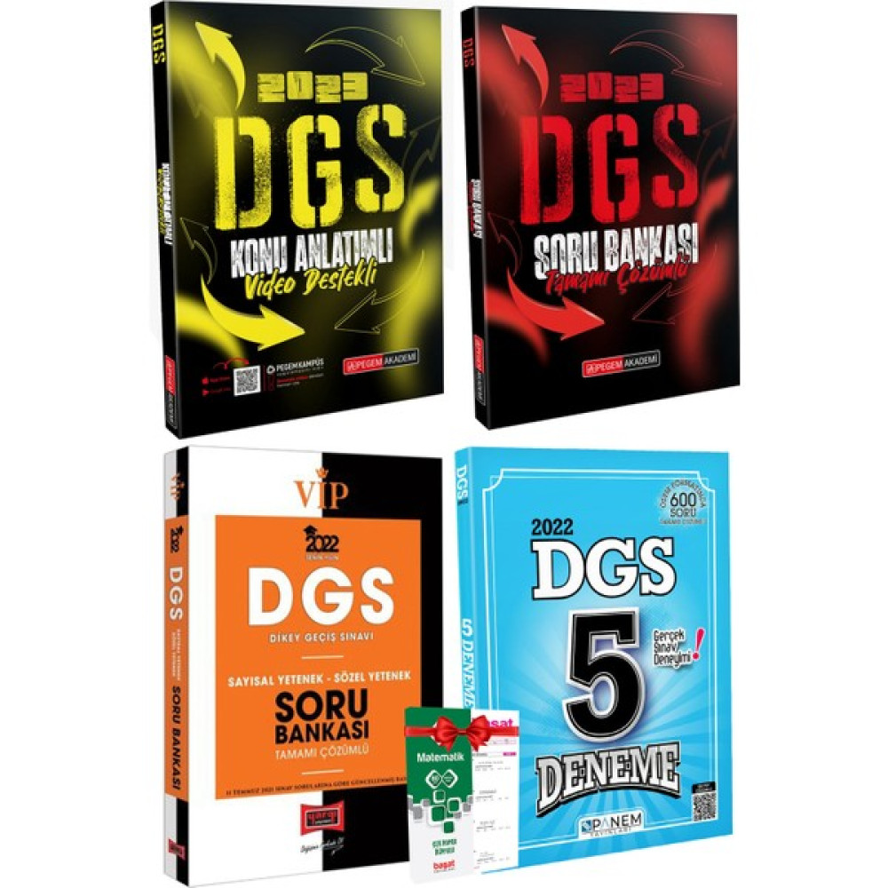 Pegem Akademi Yayıncılık 2023 Pegem Dgs Konu Anlatım + Soru Bankası + Yargı Dgs Vip Soru B + Dgs 5 Deneme + Matematik Yaprak DGS Fiyatı