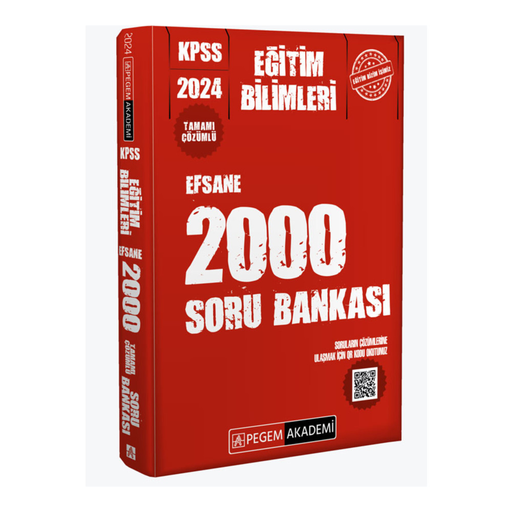 Pegem Akademi Yayıncılık 2024 KPSS Eğitim Bilimleri Çözümlü Efsane 2000 Soru Bankası Ders Sınav Kitapları Fiyatı