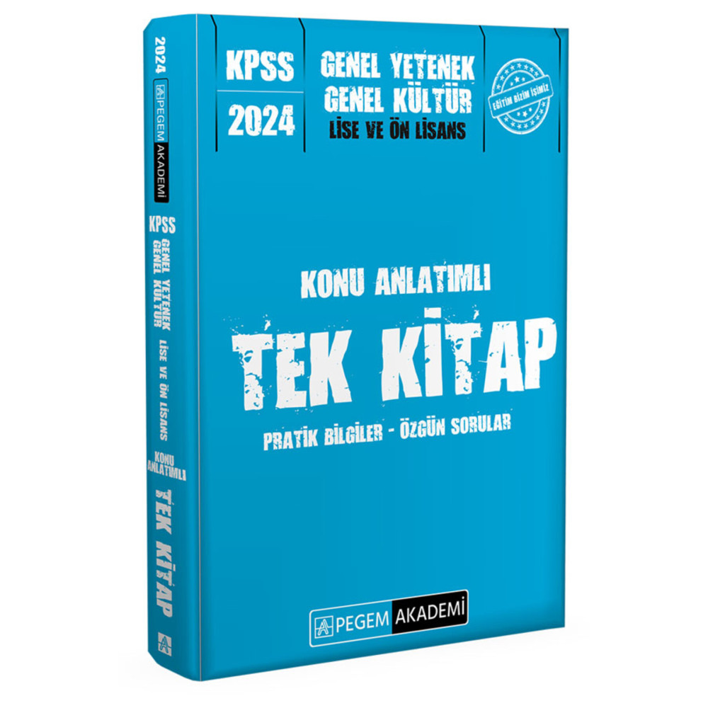 Pegem Akademi Yayıncılık 2024 KPSS Genel Yetenek Genel Kültür Lise ve Önlisans Konu Anlatımlı Tek Kitap Ders Sınav Kitapları Fiyatı