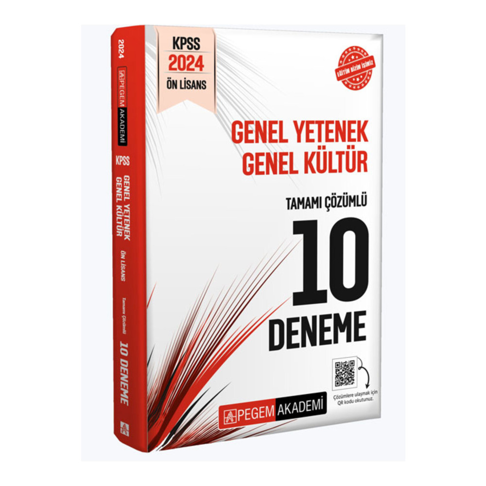 Pegem Akademi Yayıncılık 2024 KPSS Genel Yetenek Genel Kültür Önlisans Tamamı Çözümlü 10 Deneme Ders Sınav Kitapları Fiyatı