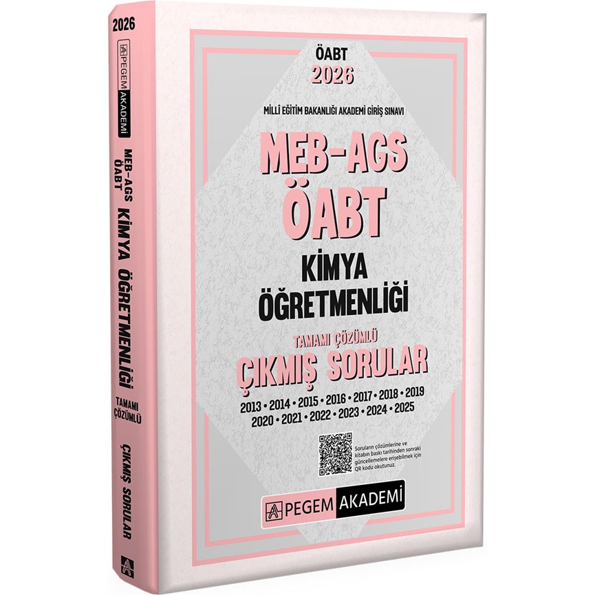 Pegem Akademi Yayıncılık 2026 MEB AGS ÖABT Kimya Öğretmenliği Tamamı Çözümlü Çıkmış Sorula Eğitim Yönetimi Fiyatı